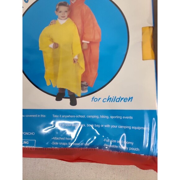 New 2 Pack Rainkist Poncho For Children Unisex Yellow Heavy Vinyl Side Snaps - Picture 3 of 8